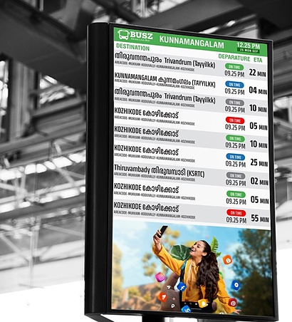 Busz live bus timing display at Kunnamangalam bus station